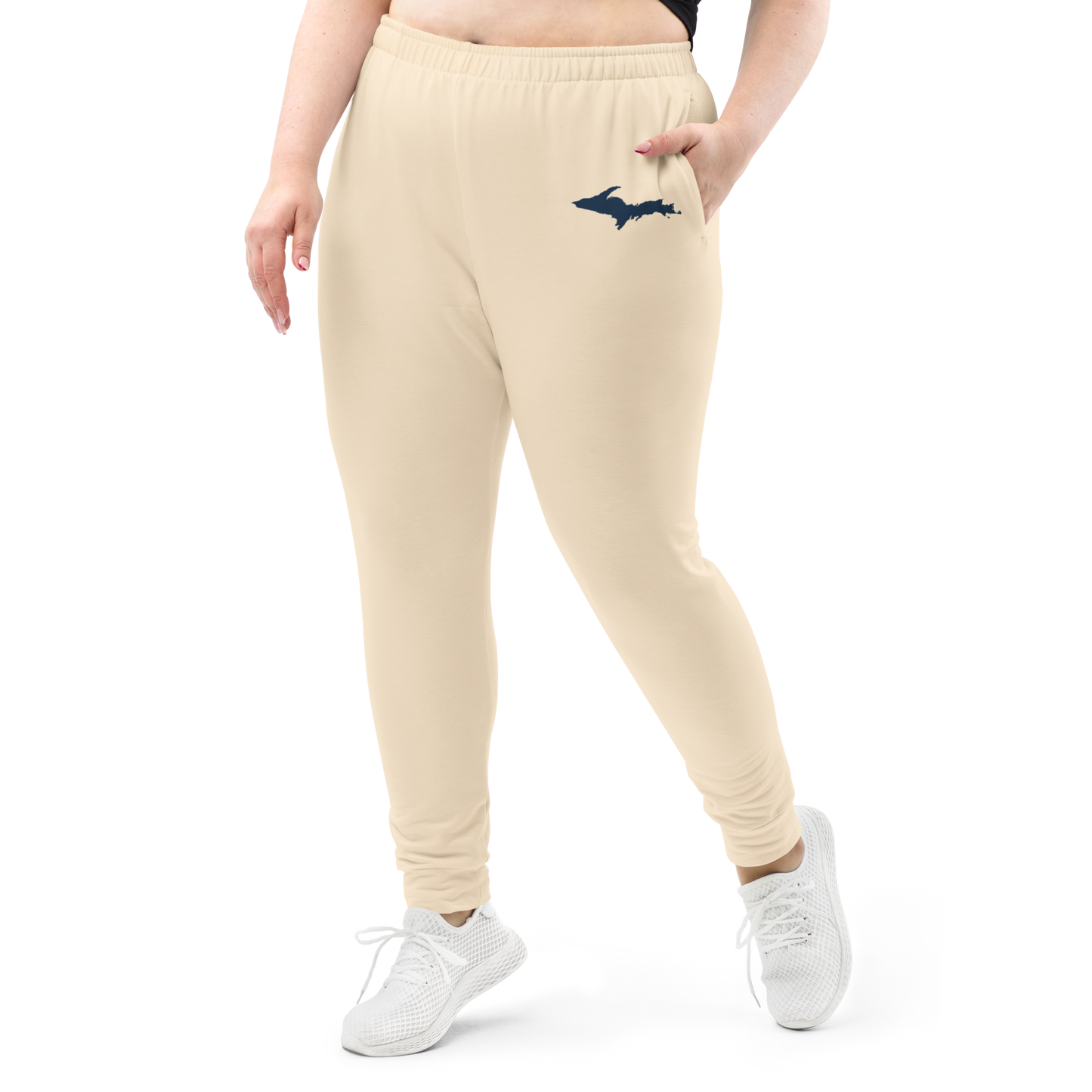 Michigan Upper Peninsula Joggers (w/ UP Outline) | Women's - Champagne White