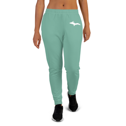 Michigan Upper Peninsula Joggers (w/ UP Outline) | Women's - Metallic Mint Green