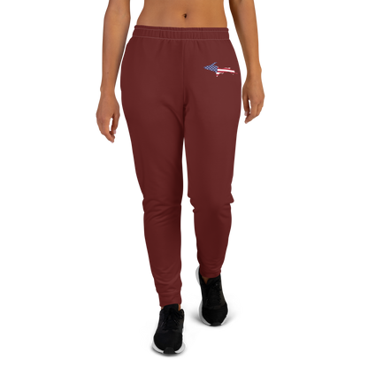 Michigan Upper Peninsula Joggers (w/ UP Outline) | Women's - Cherrywood Color