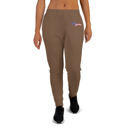 Michigan Upper Peninsula Joggers (w/ UP Outline) | Women's - Coffee Color