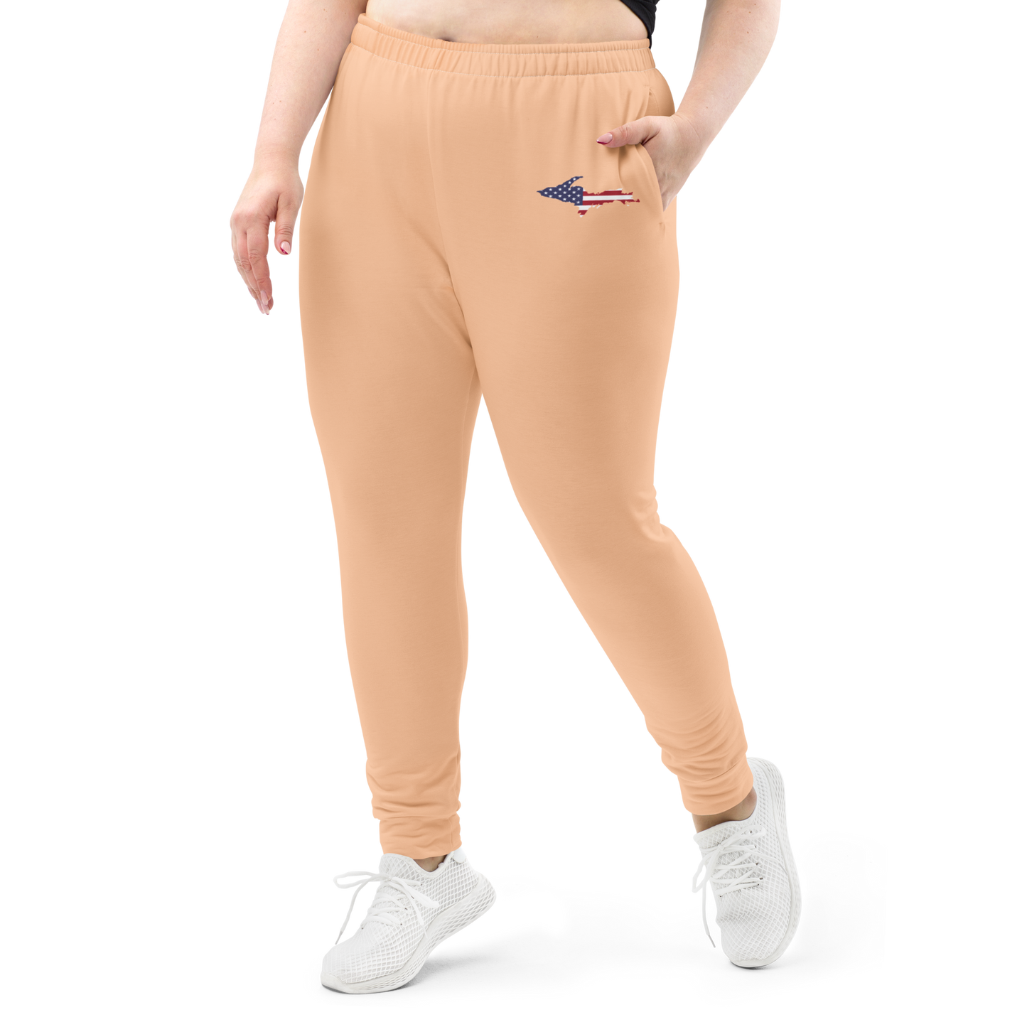 Michigan Upper Peninsula Joggers (w/ UP Outline) | Women's - Peach