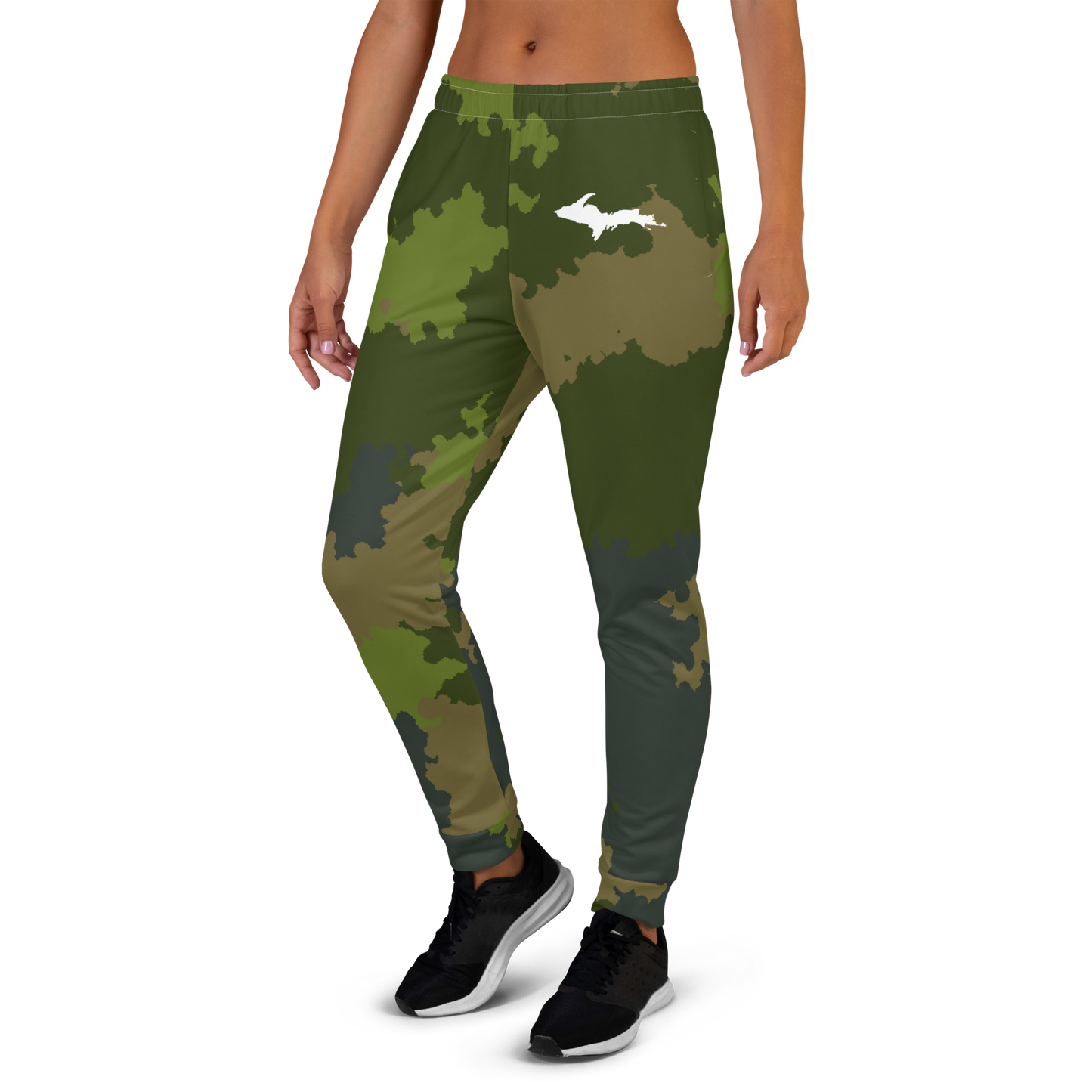 Michigan Upper Peninsula Joggers (w/ UP Outline) | Women's - Woodland Camo