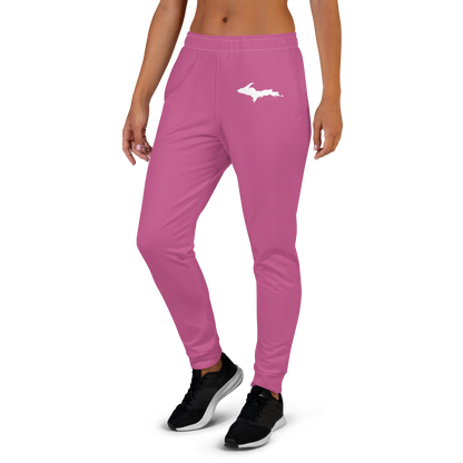 Michigan Upper Peninsula Joggers (w/ UP Outline) | Women's - Apple Blossom Pink