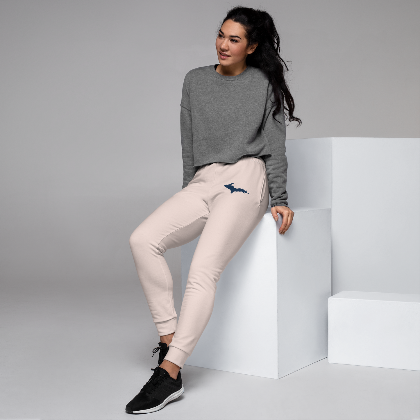 Michigan Upper Peninsula Joggers (w/ UP Outline) | Women's - Champagne Pink