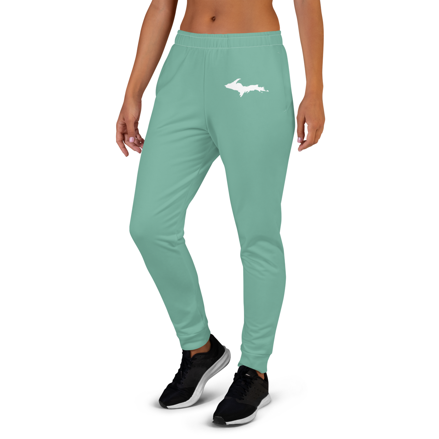 Michigan Upper Peninsula Joggers (w/ UP Outline) | Women's - Metallic Mint Green