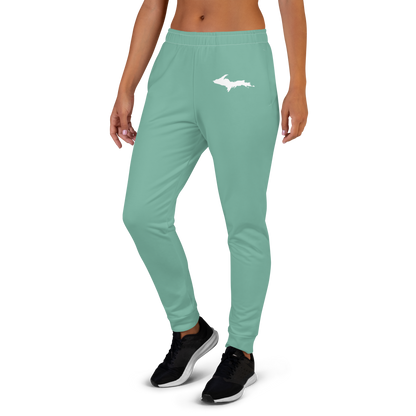 Michigan Upper Peninsula Joggers (w/ UP Outline) | Women's - Metallic Mint Green