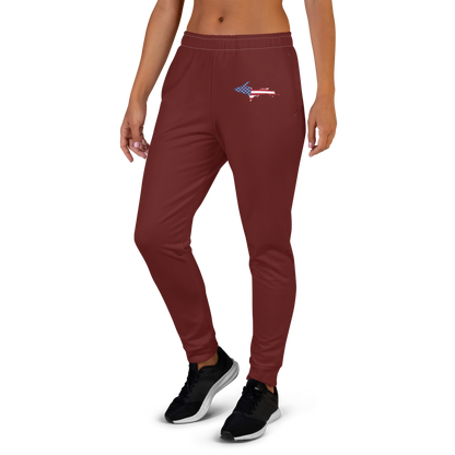 Michigan Upper Peninsula Joggers (w/ UP Outline) | Women's - Cherrywood Color