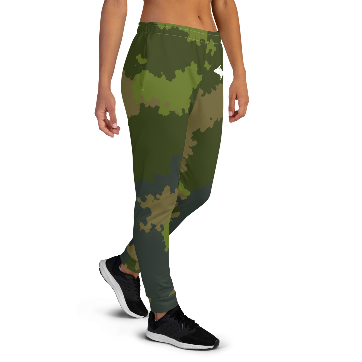 Michigan Upper Peninsula Joggers (w/ UP Outline) | Women's - Woodland Camo