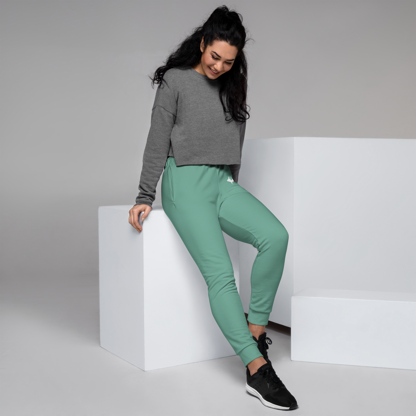 Michigan Upper Peninsula Joggers (w/ UP Outline) | Women's - Metallic Mint Green