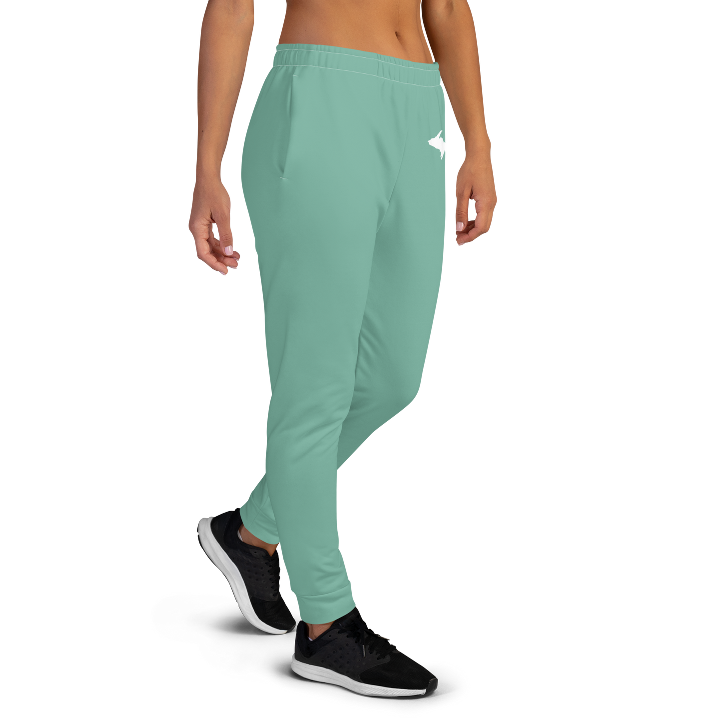 Michigan Upper Peninsula Joggers (w/ UP Outline) | Women's - Metallic Mint Green