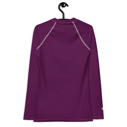 Michigan Upper Peninsula Rash Guard (w/ UP USA Flag) | Women's - Tyrian Purple