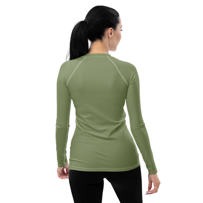 Michigan Upper Peninsula Rash Guard (w/ UP USA Flag) | Women's - Beachgrass Green