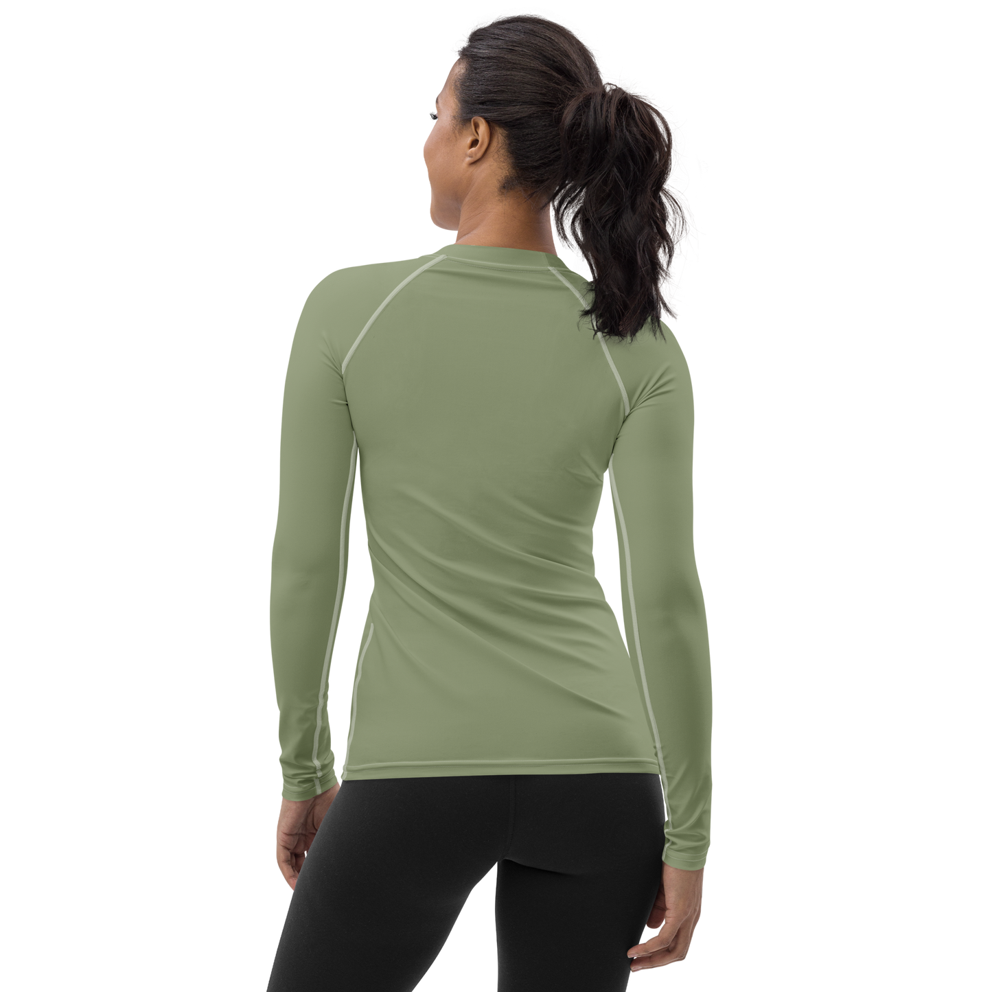 Michigan Upper Peninsula Rash Guard (w/ UP USA Flag) | Women's - Beachgrass Green