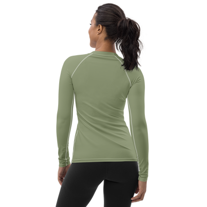 Michigan Upper Peninsula Rash Guard (w/ UP USA Flag) | Women's - Beachgrass Green