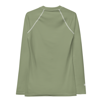 Michigan Upper Peninsula Rash Guard (w/ UP USA Flag) | Women's - Beachgrass Green