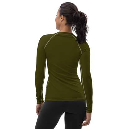 Michigan Upper Peninsula Rash Guard (w/ UP USA Flag) | Women's - Military Green