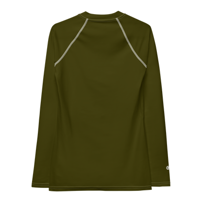 Michigan Upper Peninsula Rash Guard (w/ UP USA Flag) | Women's - Military Green