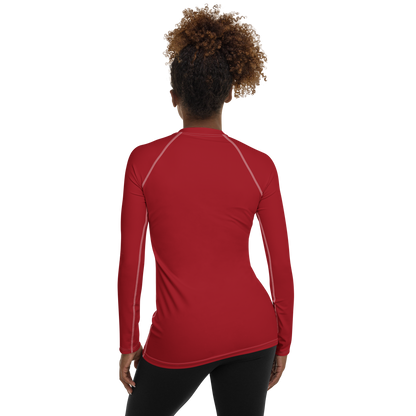 Michigan Upper Peninsula Rash Guard (w/ UP USA Flag) | Women's - Thimbleberry Red