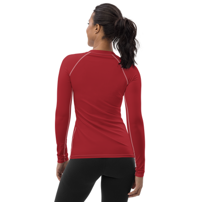 Michigan Upper Peninsula Rash Guard (w/ UP USA Flag) | Women's - Thimbleberry Red