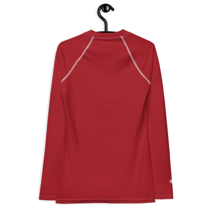 Michigan Upper Peninsula Rash Guard (w/ UP USA Flag) | Women's - Thimbleberry Red