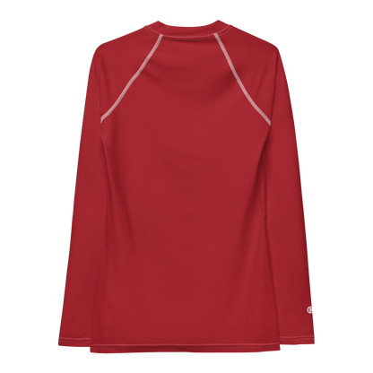 Michigan Upper Peninsula Rash Guard (w/ UP USA Flag) | Women's - Thimbleberry Red