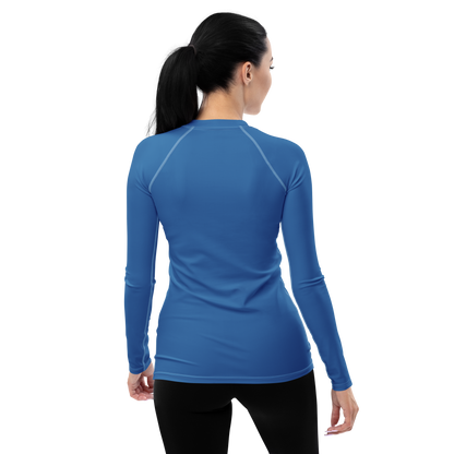 Michigan Upper Peninsula Rash Guard (w/ UP USA Flag) | Women's - Lake Superior Blue