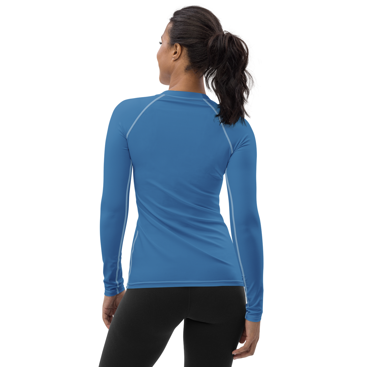 Michigan Upper Peninsula Rash Guard (w/ UP USA Flag) | Women's - Lake Superior Blue