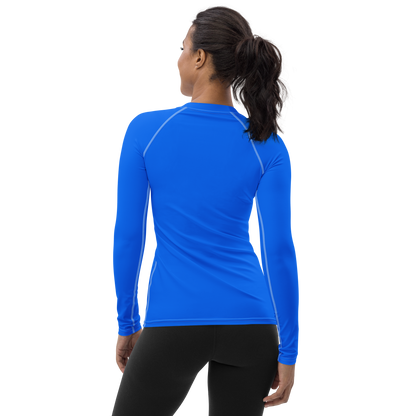 Michigan Upper Peninsula Rash Guard (w/ UP USA Flag) | Women's - Motor Town Blue