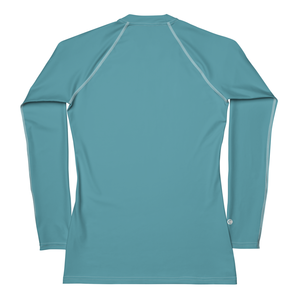 Michigan Upper Peninsula Rash Guard (w/ UP USA Flag) | Women's - Lake Huron Blue