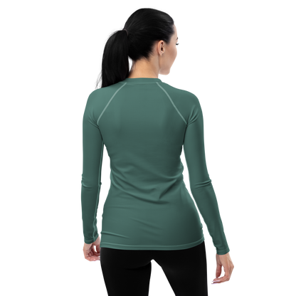 Michigan Upper Peninsula Rash Guard (w/ UP USA Flag) | Women's - Copper Green