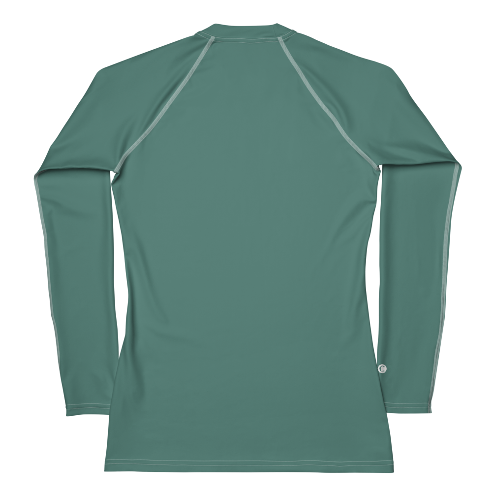 Michigan Upper Peninsula Rash Guard (w/ UP USA Flag) | Women's - Copper Green