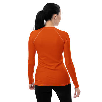 Michigan Upper Peninsula Rash Guard (w/ UP USA Flag) | Women's - Maple Leaf Orange