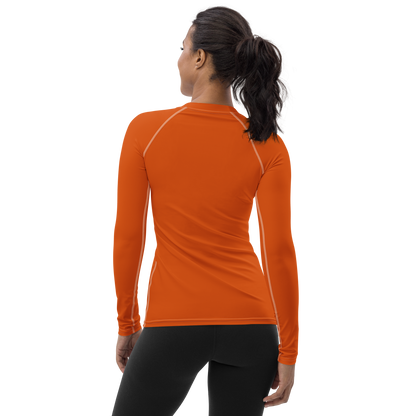 Michigan Upper Peninsula Rash Guard (w/ UP USA Flag) | Women's - Maple Leaf Orange