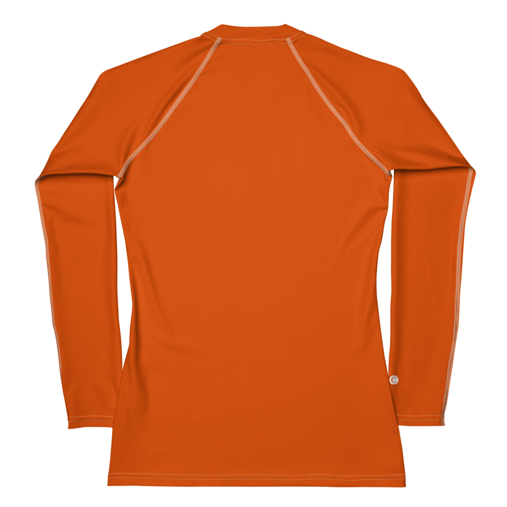 Michigan Upper Peninsula Rash Guard (w/ UP USA Flag) | Women's - Maple Leaf Orange