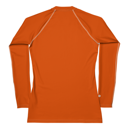 Michigan Upper Peninsula Rash Guard (w/ UP USA Flag) | Women's - Maple Leaf Orange