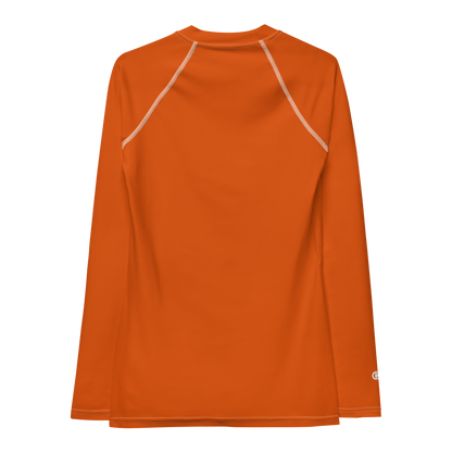 Michigan Upper Peninsula Rash Guard (w/ UP USA Flag) | Women's - Maple Leaf Orange