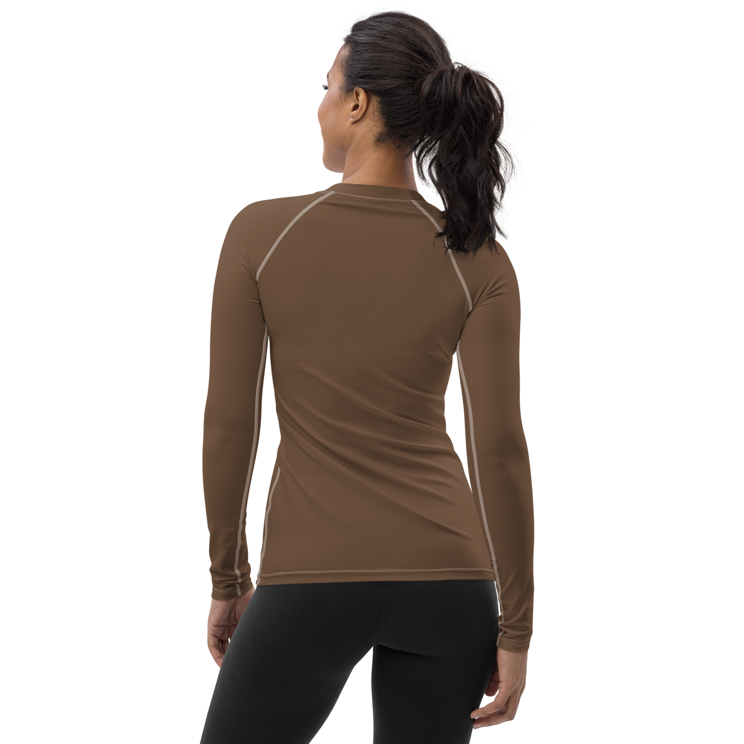 Michigan Upper Peninsula Rash Guard (w/ UP USA Flag) | Women's - Coffee Color