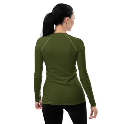 Michigan Upper Peninsula Rash Guard (w/ UP USA Flag) | Women's - Army Green