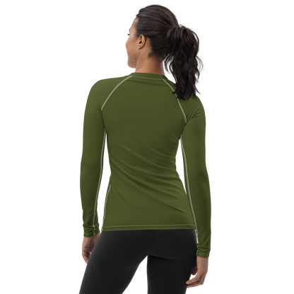 Michigan Upper Peninsula Rash Guard (w/ UP USA Flag) | Women's - Army Green