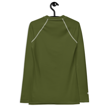 Michigan Upper Peninsula Rash Guard (w/ UP USA Flag) | Women's - Army Green