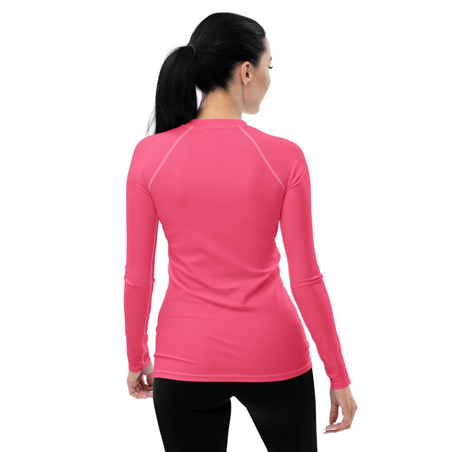 Michigan Upper Peninsula Rash Guard (w/ UP USA Flag) | Women's - Rhodochrosite Pink