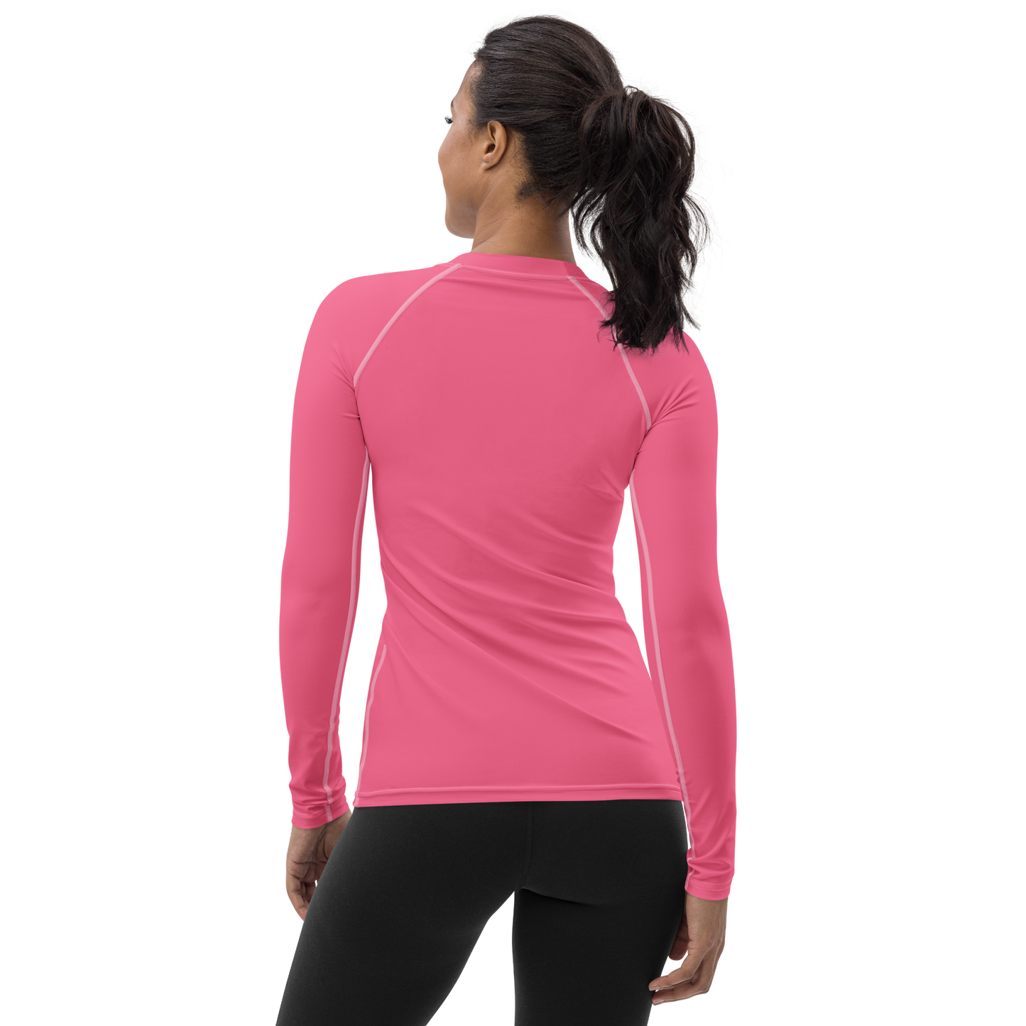 Michigan Upper Peninsula Rash Guard (w/ UP USA Flag) | Women's - Rhodochrosite Pink