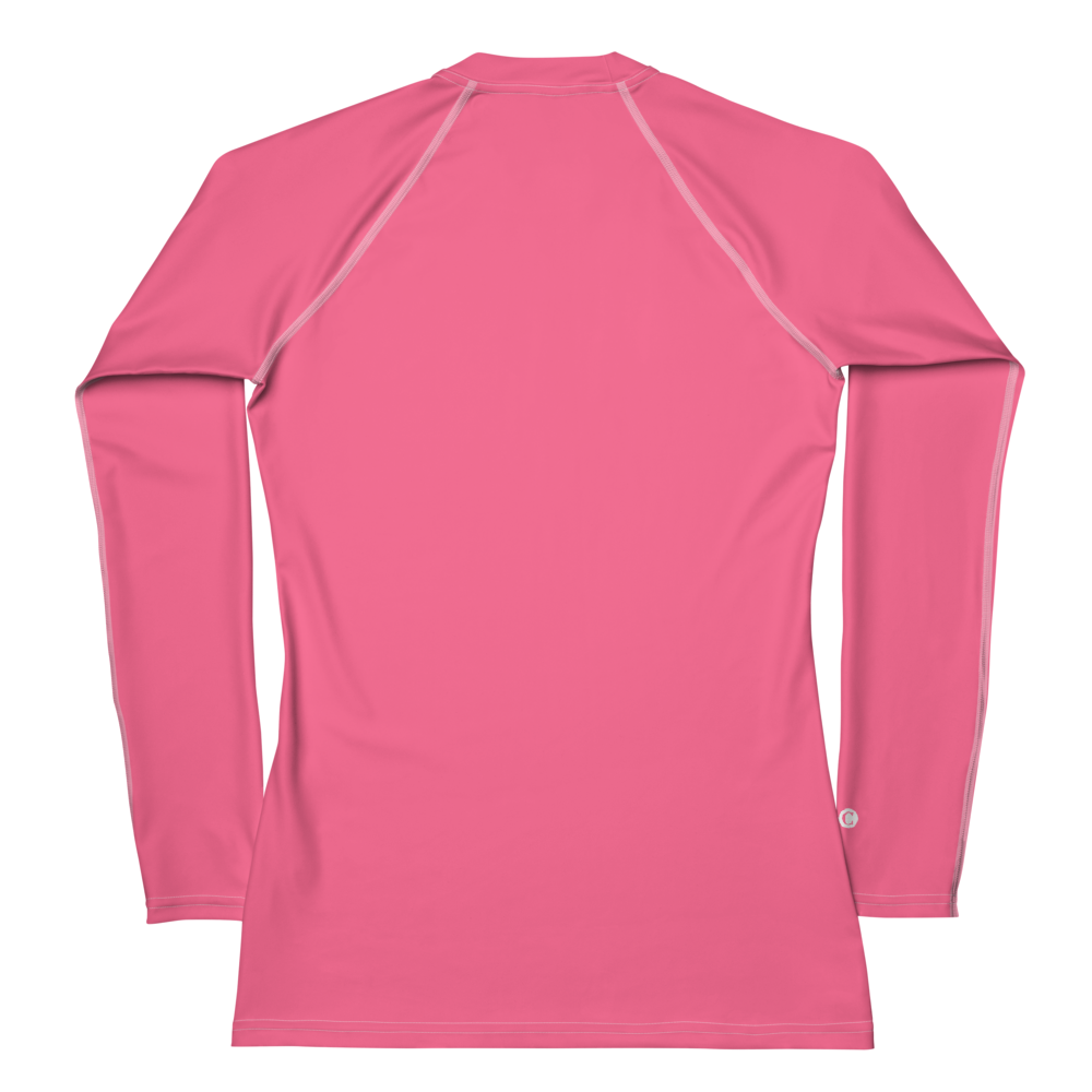 Michigan Upper Peninsula Rash Guard (w/ UP USA Flag) | Women's - Rhodochrosite Pink