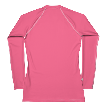 Michigan Upper Peninsula Rash Guard (w/ UP USA Flag) | Women's - Rhodochrosite Pink