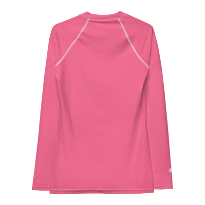 Michigan Upper Peninsula Rash Guard (w/ UP USA Flag) | Women's - Rhodochrosite Pink