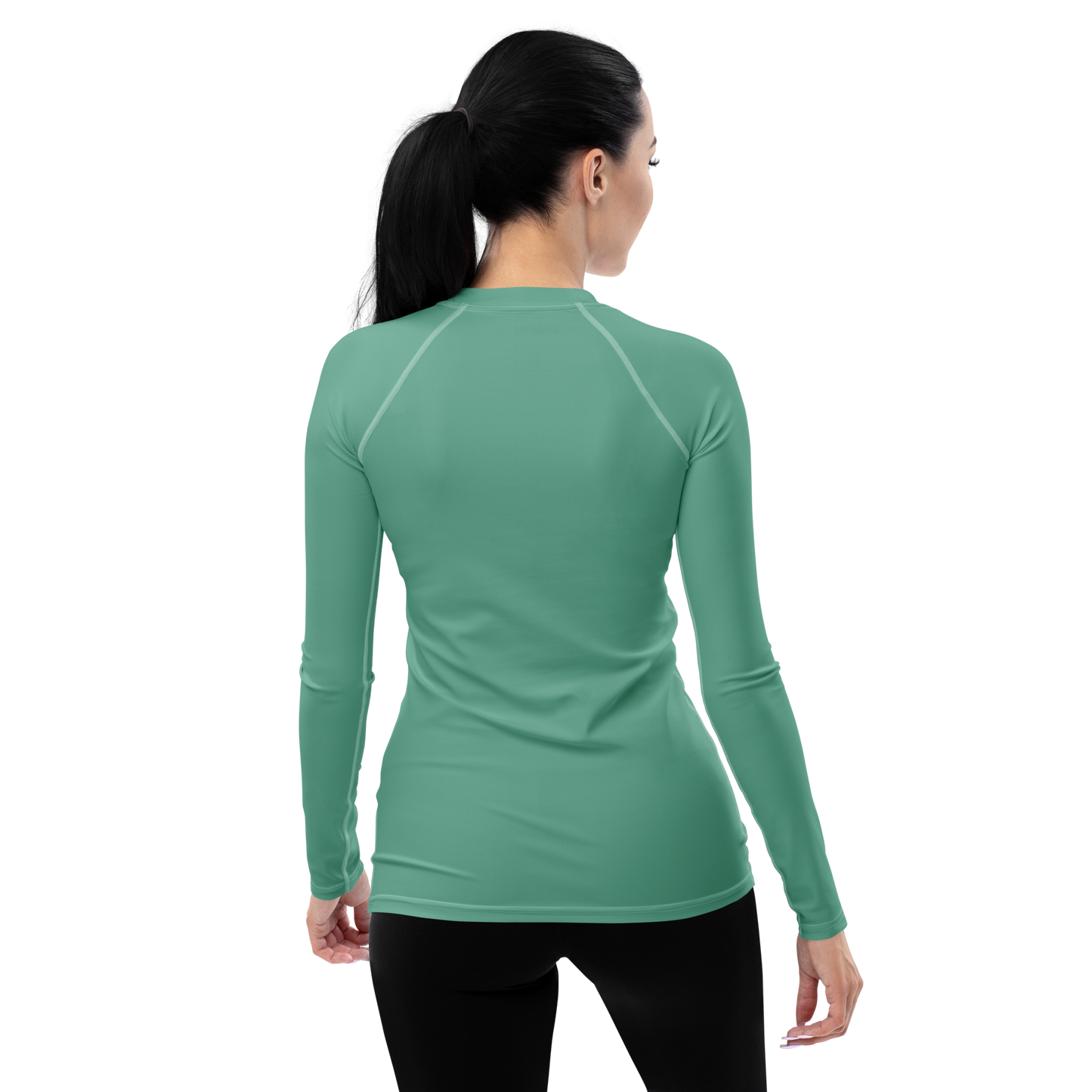 Michigan Upper Peninsula Rash Guard (w/ UP USA Flag) | Women's - Metallic Mint Green