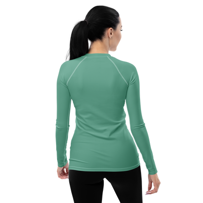 Michigan Upper Peninsula Rash Guard (w/ UP USA Flag) | Women's - Metallic Mint Green