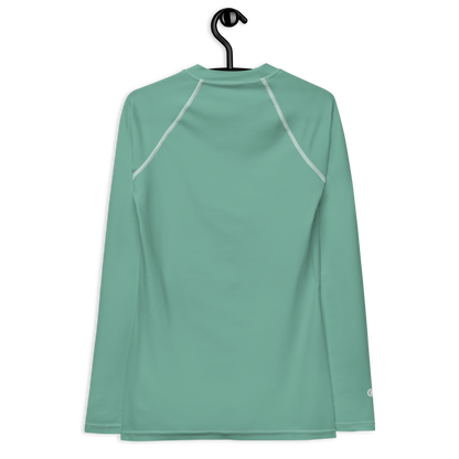 Michigan Upper Peninsula Rash Guard (w/ UP USA Flag) | Women's - Metallic Mint Green