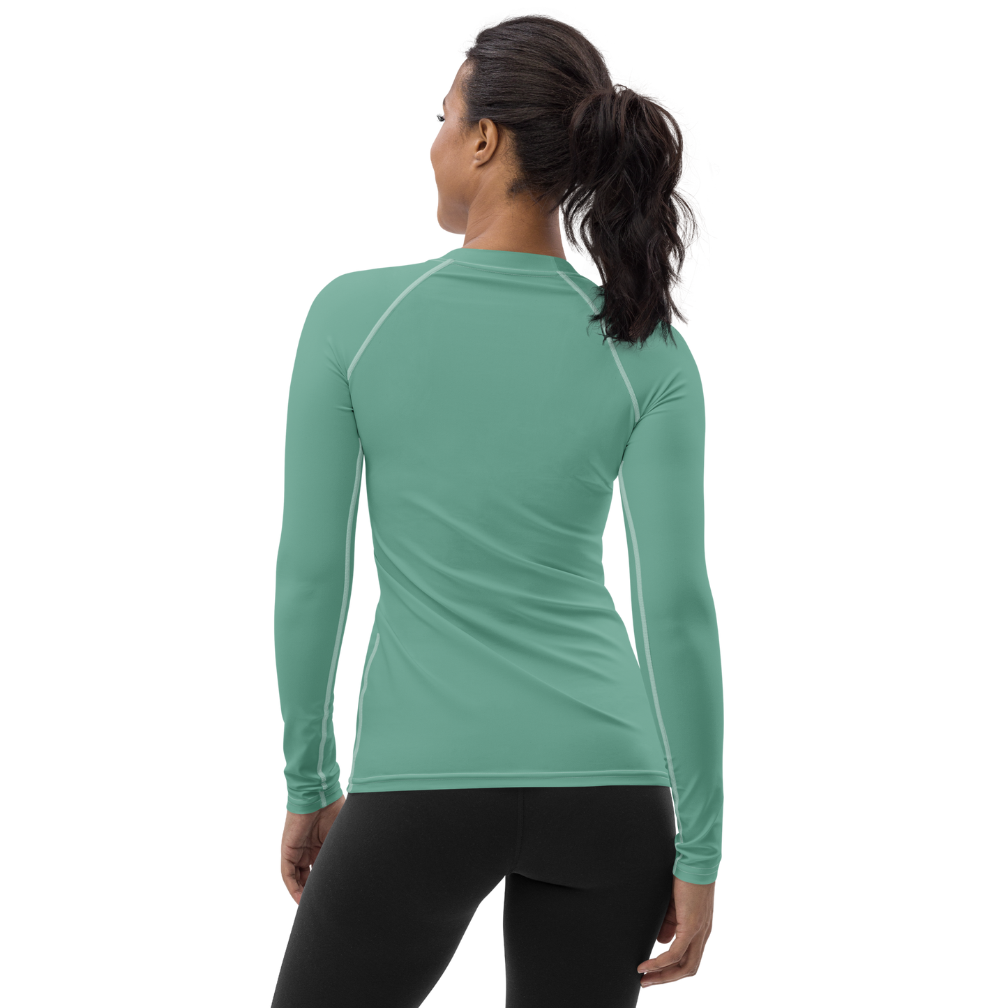 Michigan Upper Peninsula Rash Guard (w/ UP USA Flag) | Women's - Metallic Mint Green