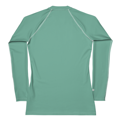 Michigan Upper Peninsula Rash Guard (w/ UP USA Flag) | Women's - Metallic Mint Green